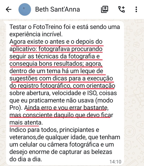 Depoimento de usuário